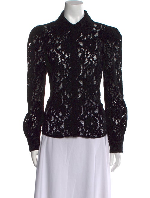 L'Agence Lace Pattern Long Sleeve Button-Up Top