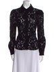 L'Agence Lace Pattern Long Sleeve Button-Up Top