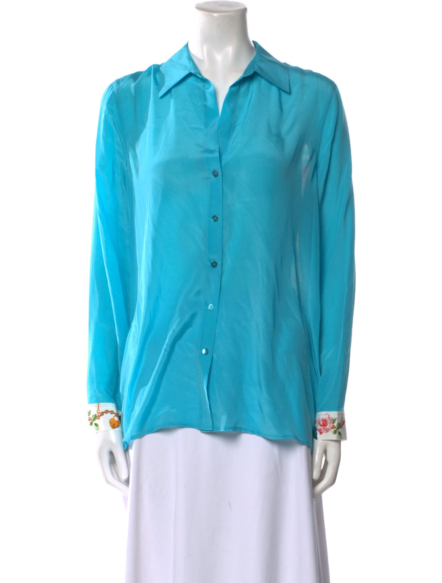 L'Agence Silk Long Sleeve Button-Up Top w/ Tags