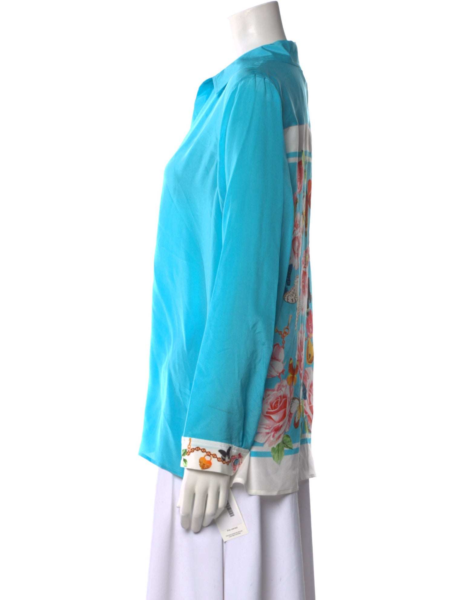 L'Agence Silk Long Sleeve Button-Up Top w/ Tags