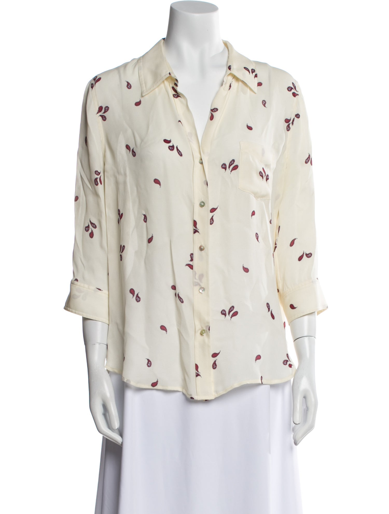 L'Agence Silk Printed Button-Up Top