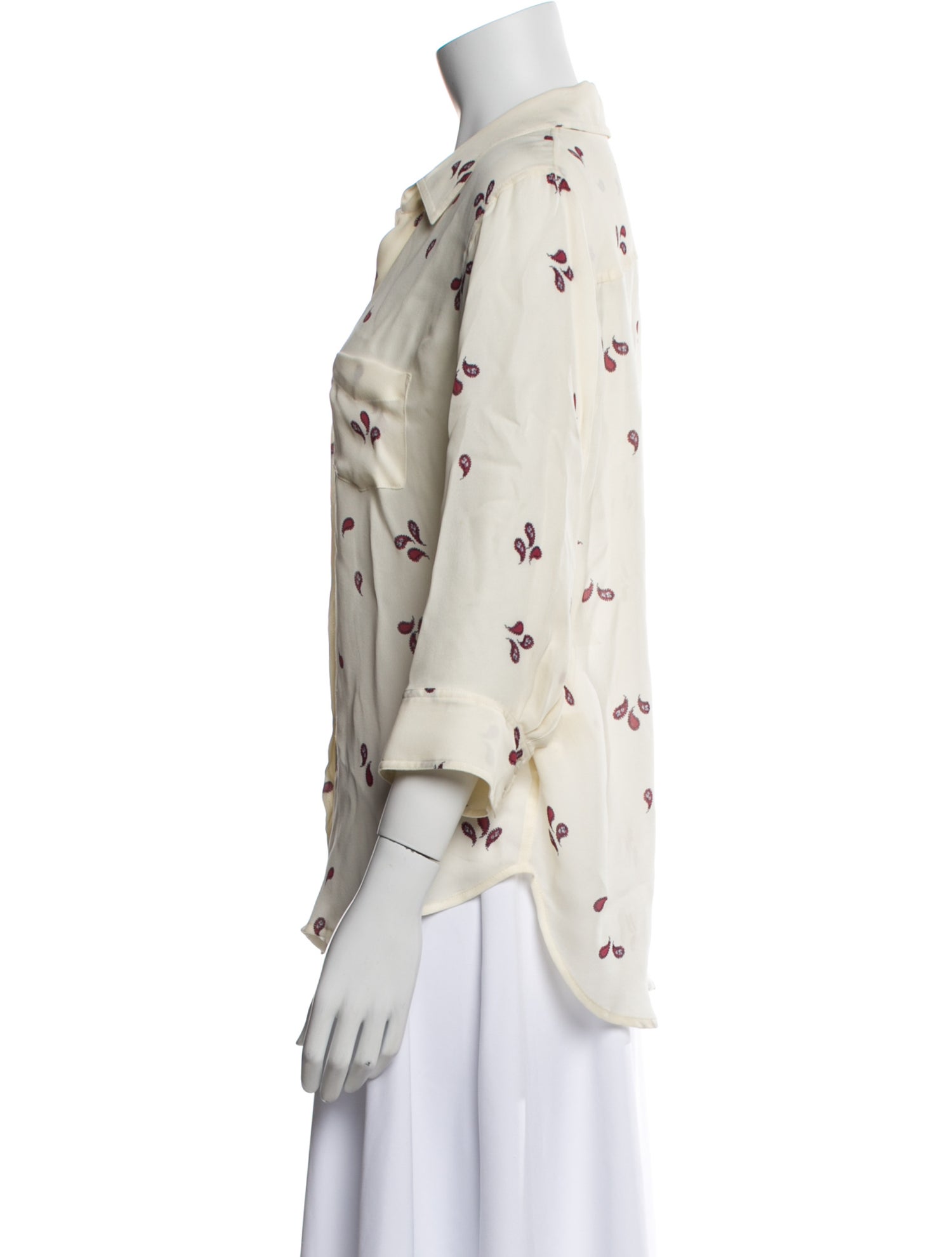 L'Agence Silk Printed Button-Up Top