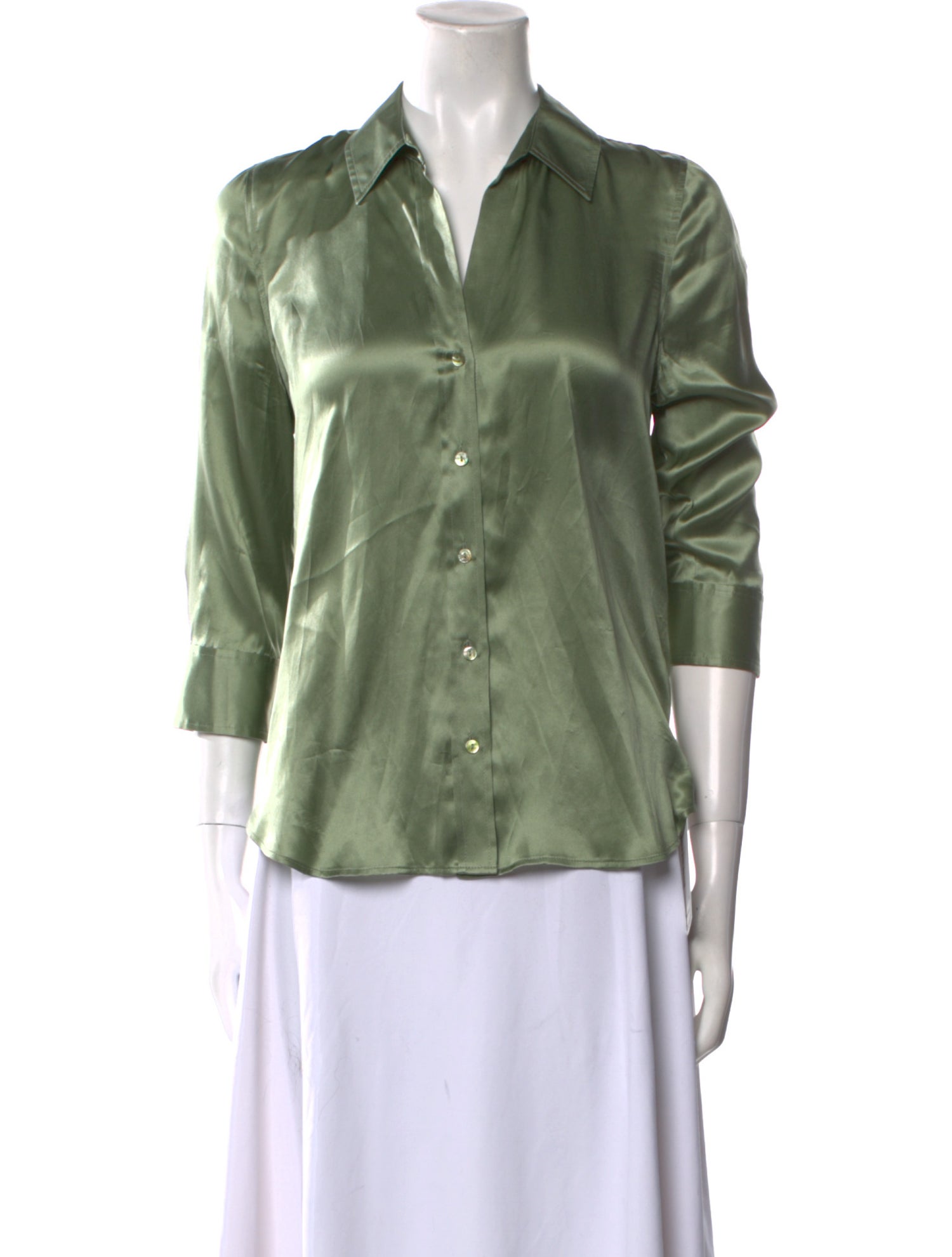 L'Agence Silk Long Sleeve Button-Up Top
