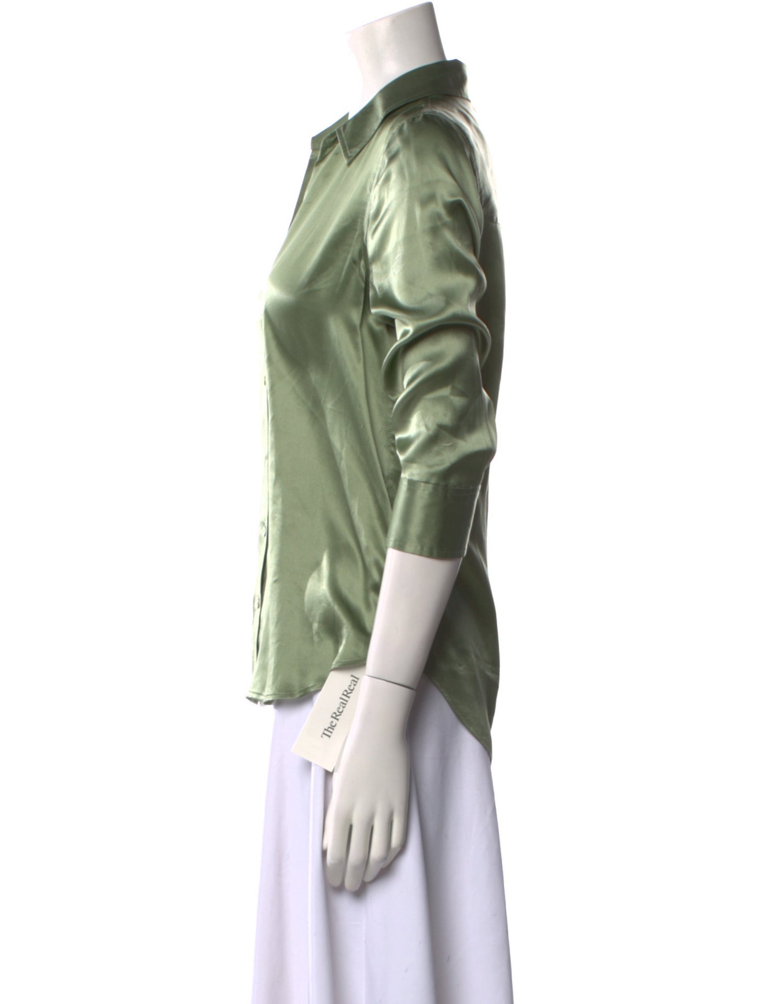 L'Agence Silk Long Sleeve Button-Up Top