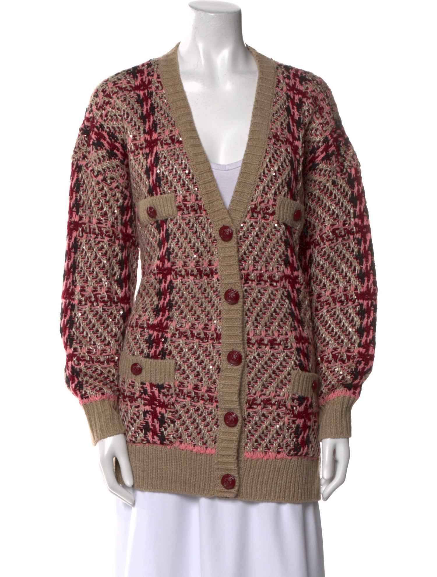 L'Agence Printed V-Neck Sweater