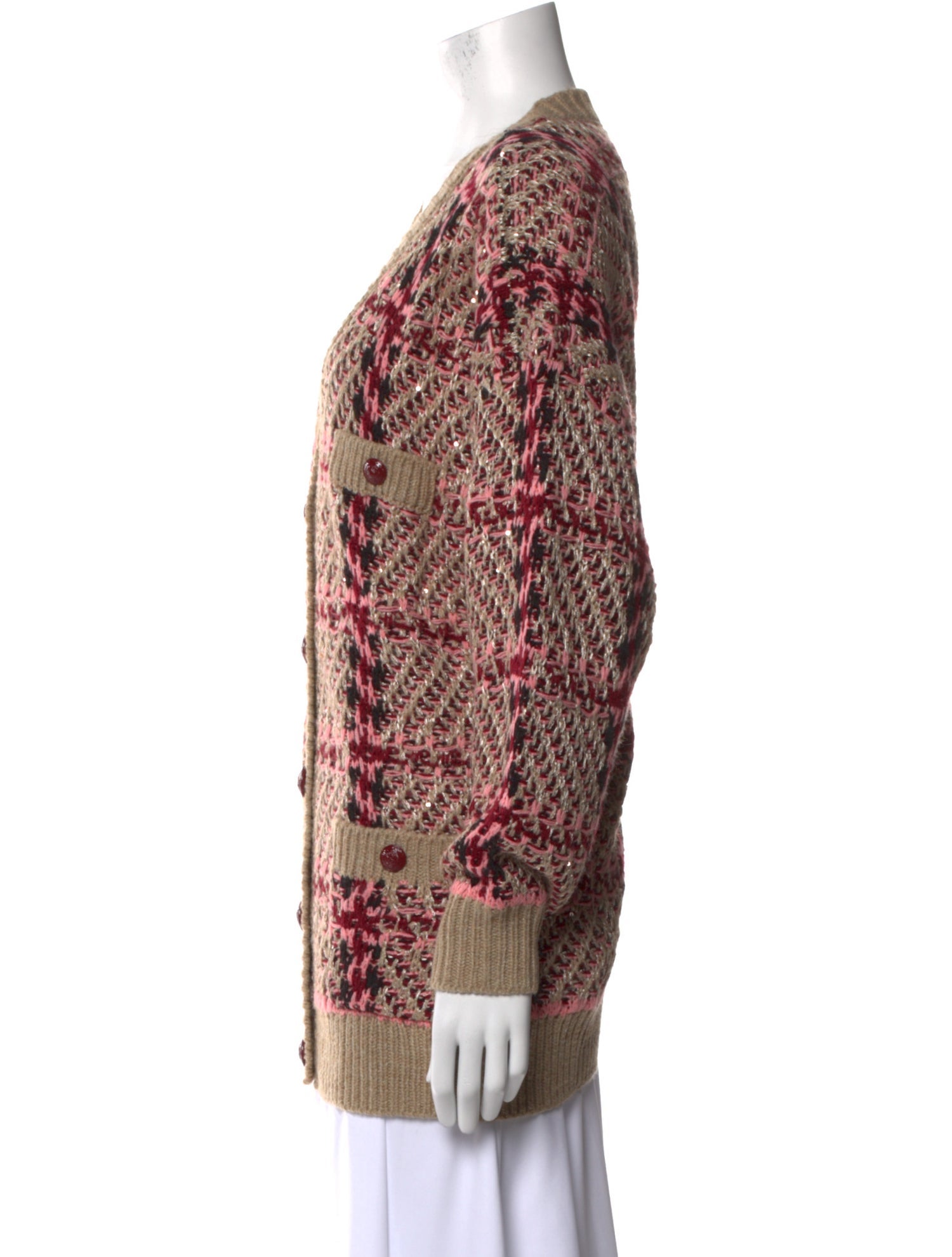 L'Agence Printed V-Neck Sweater