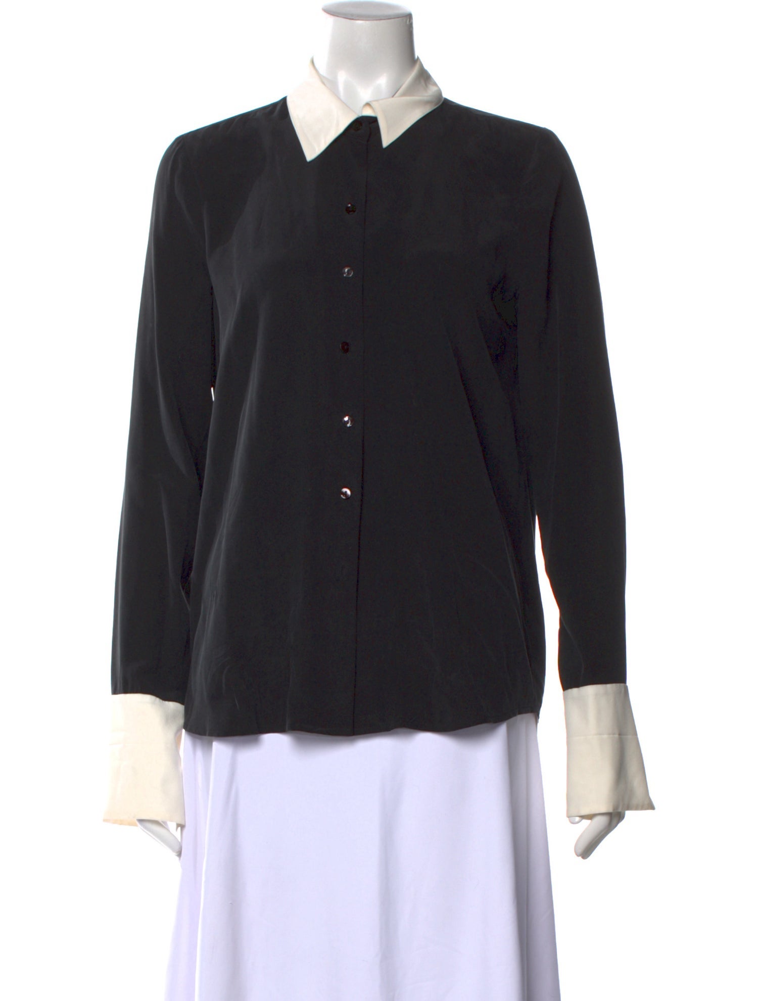 L'Agence Silk Long Sleeve Button-Up Top