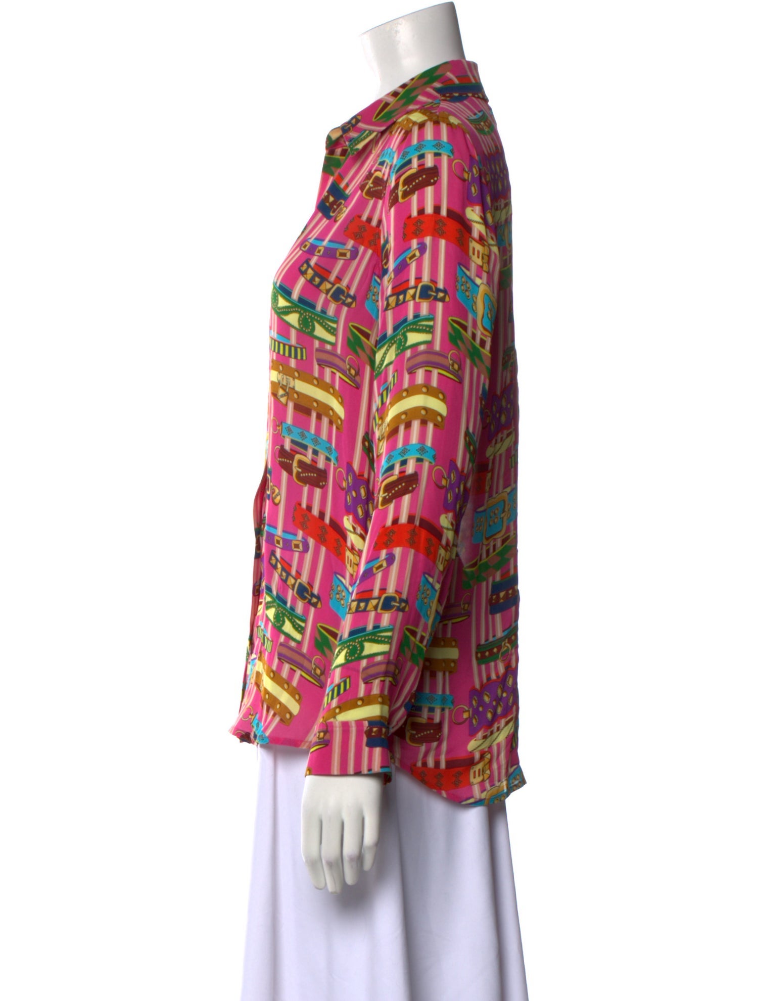 L'Agence Silk Printed Button-Up Top