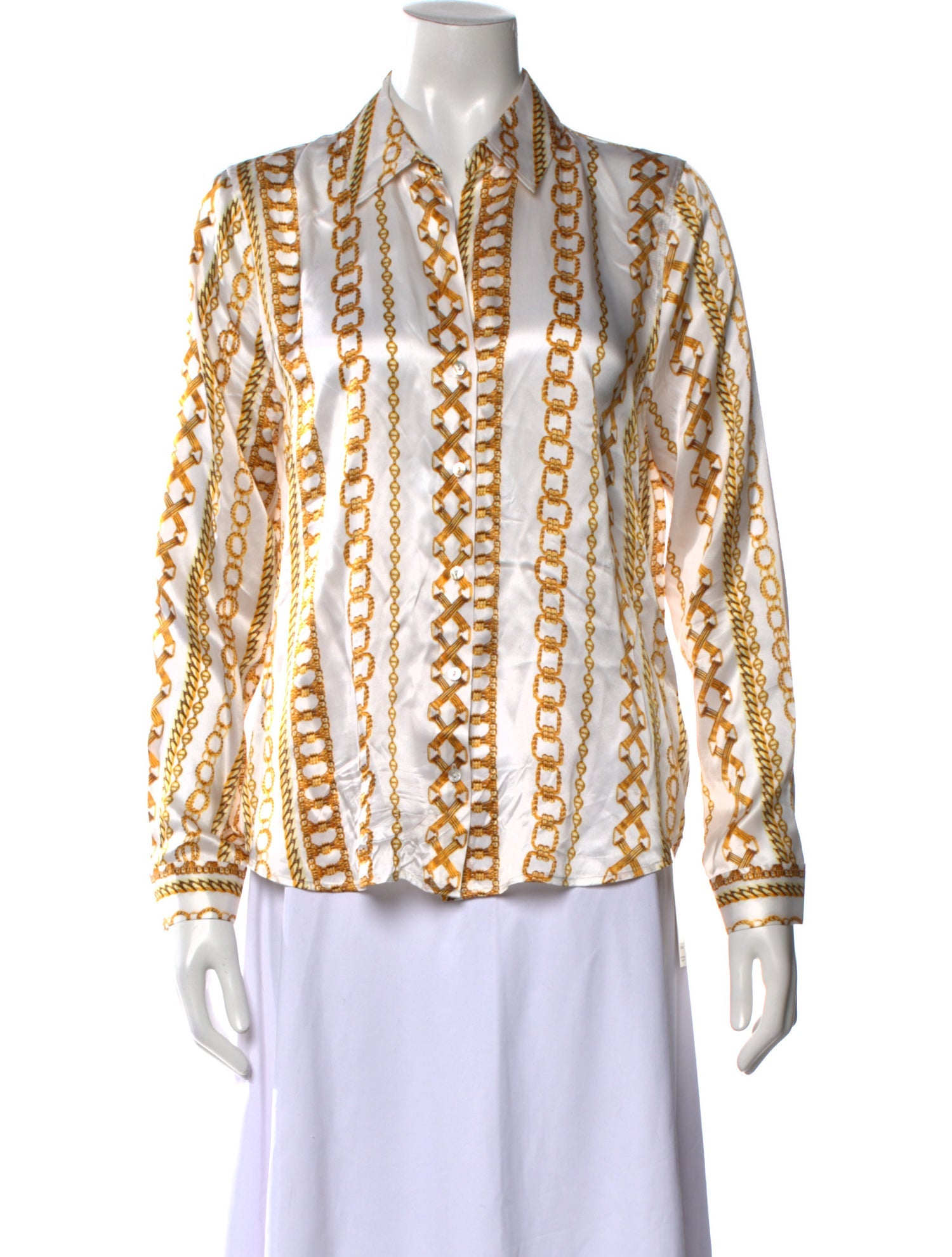 L'Agence Silk Printed Button-Up Top