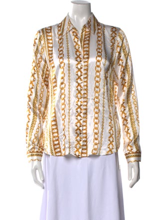 L'Agence Silk Printed Button-Up Top
