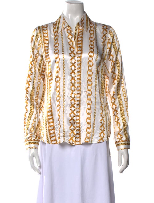 L'Agence Silk Printed Button-Up Top