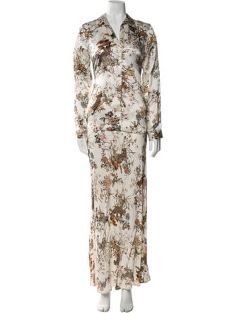 L'Agence Silk Floral Print Pant Set