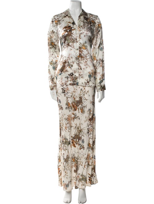 L'Agence Silk Floral Print Pant Set