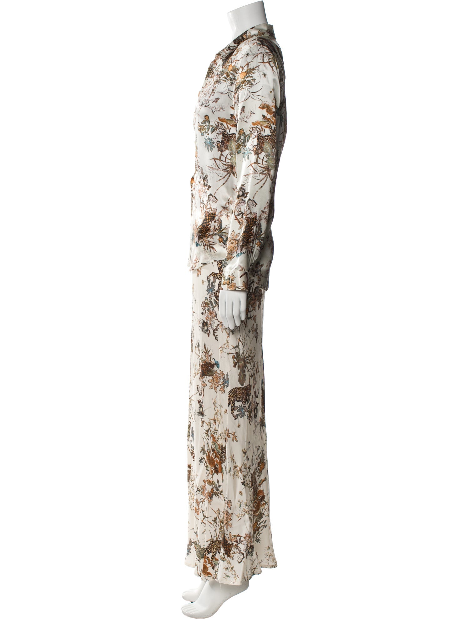 L'Agence Silk Floral Print Pant Set
