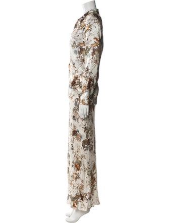 L'Agence Silk Floral Print Pant Set