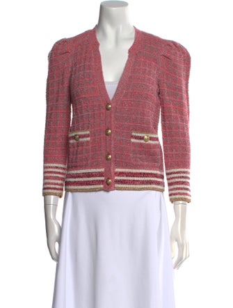 L'Agence Striped V-Neck Sweater