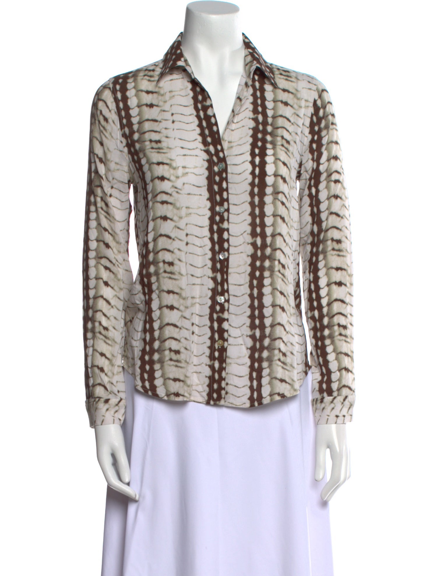 L'Agence Animal Print V-Neck Button-Up Top