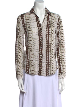 L'Agence Animal Print V-Neck Button-Up Top