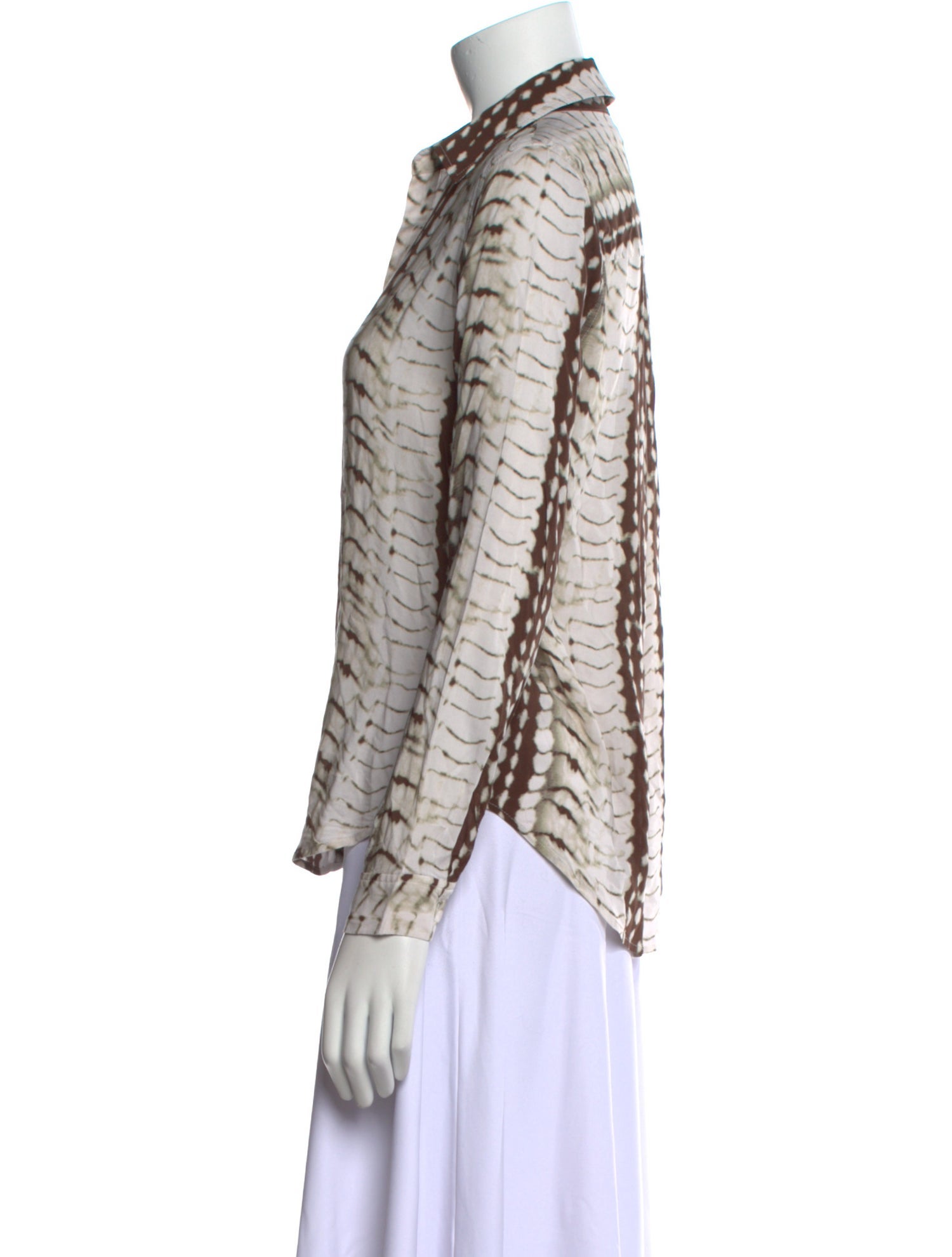 L'Agence Animal Print V-Neck Button-Up Top