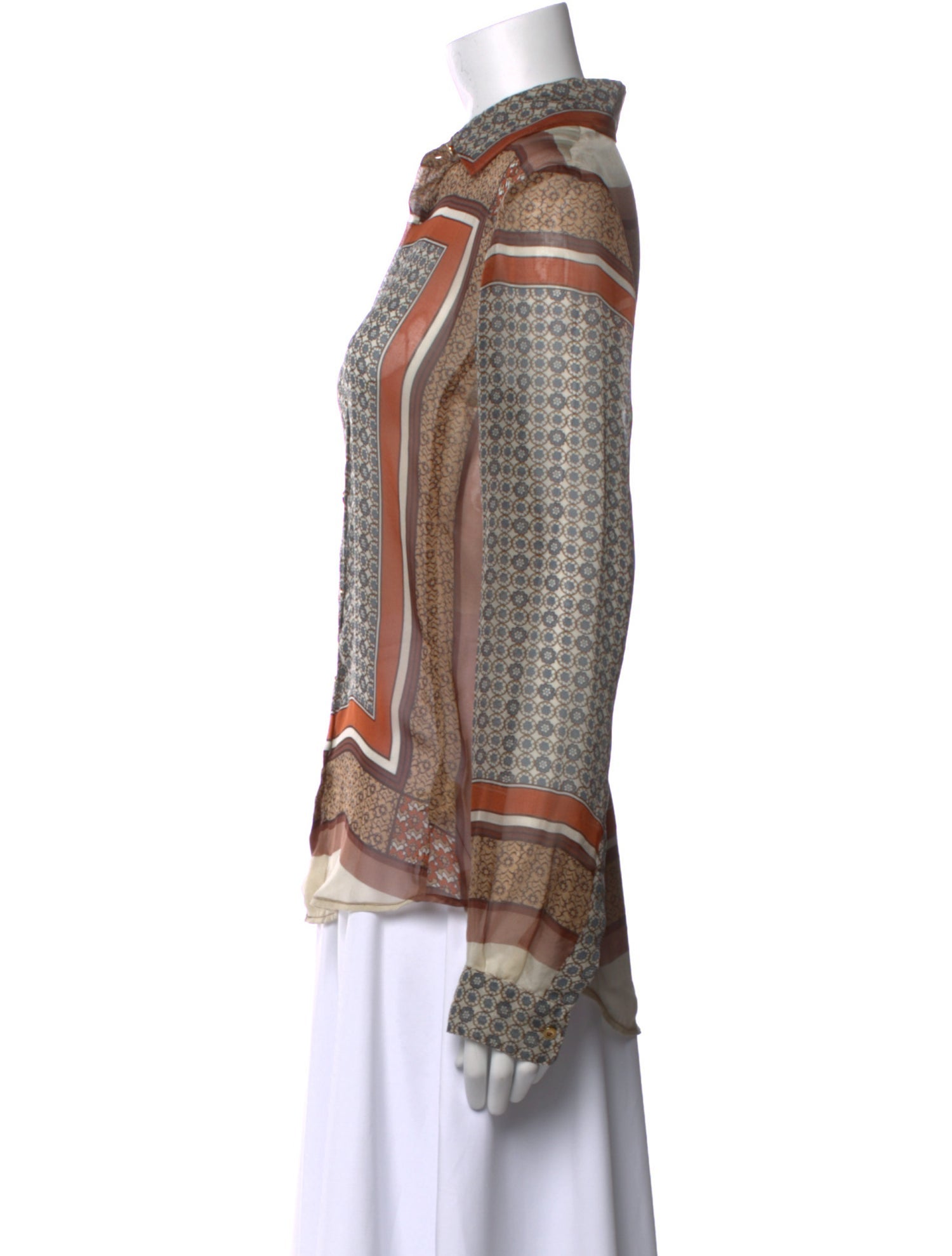 L'Agence Silk Printed Button-Up Top