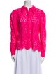 L'Agence Lace Pattern Long Sleeve Button-Up Top