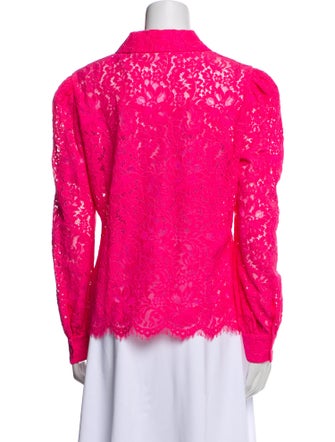 L'Agence Lace Pattern Long Sleeve Button-Up Top