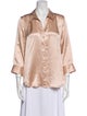 L'Agence Silk Three-Quarter Sleeve Button-Up Top