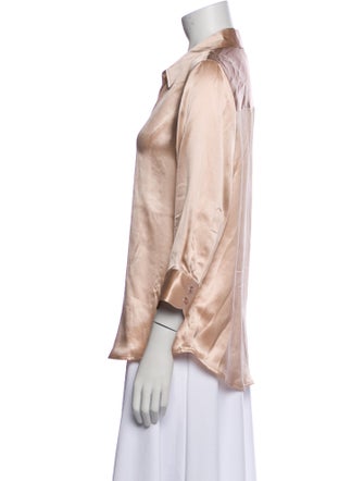 L'Agence Silk Three-Quarter Sleeve Button-Up Top