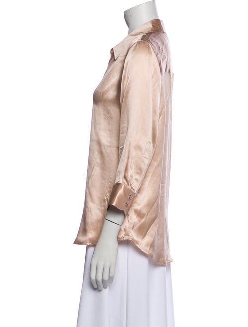L'Agence Silk Three-Quarter Sleeve Button-Up Top