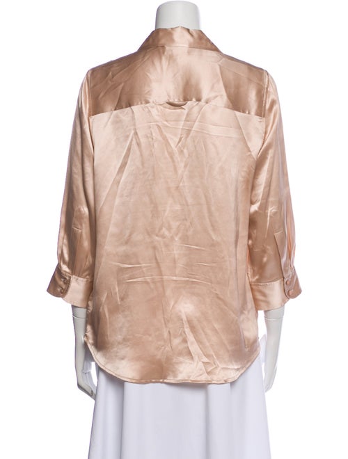 L'Agence Silk Three-Quarter Sleeve Button-Up Top