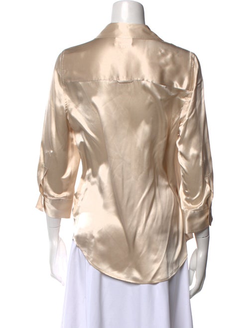L'Agence Silk Three-Quarter Sleeve Button-Up Top