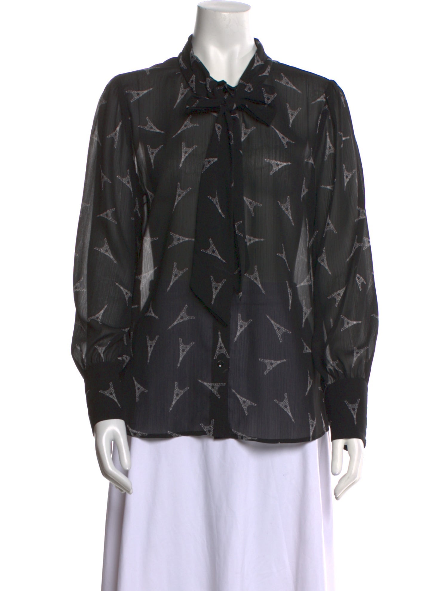 L'Agence Printed Long Sleeve Button-Up Top