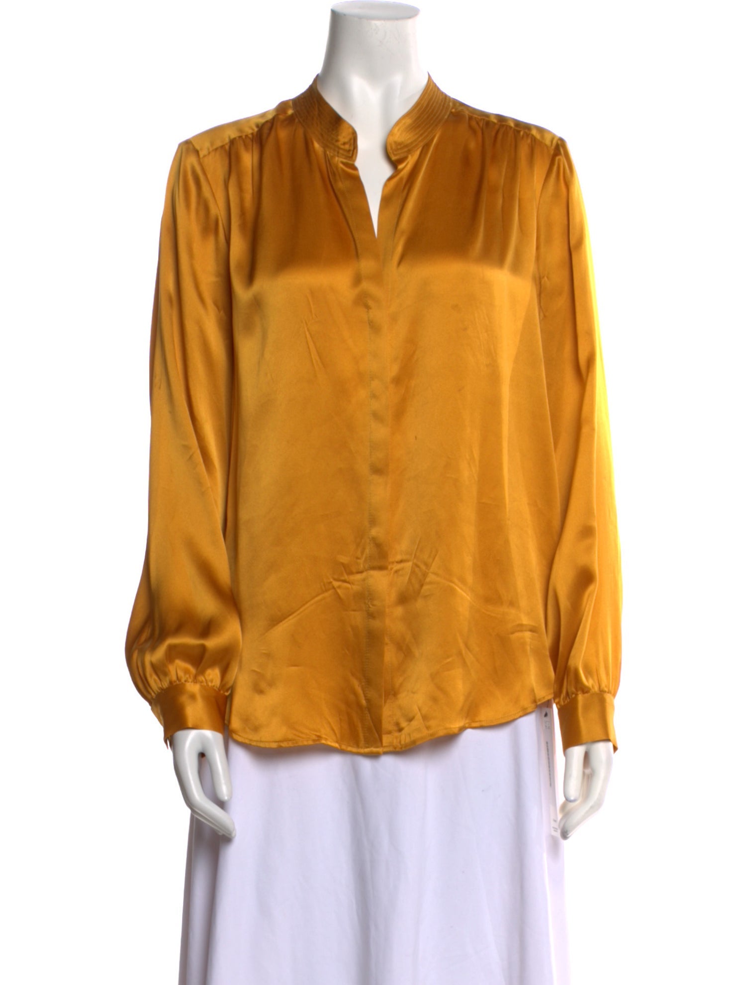L'Agence Silk V-Neck Button-Up Top