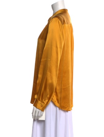 L'Agence Silk V-Neck Button-Up Top