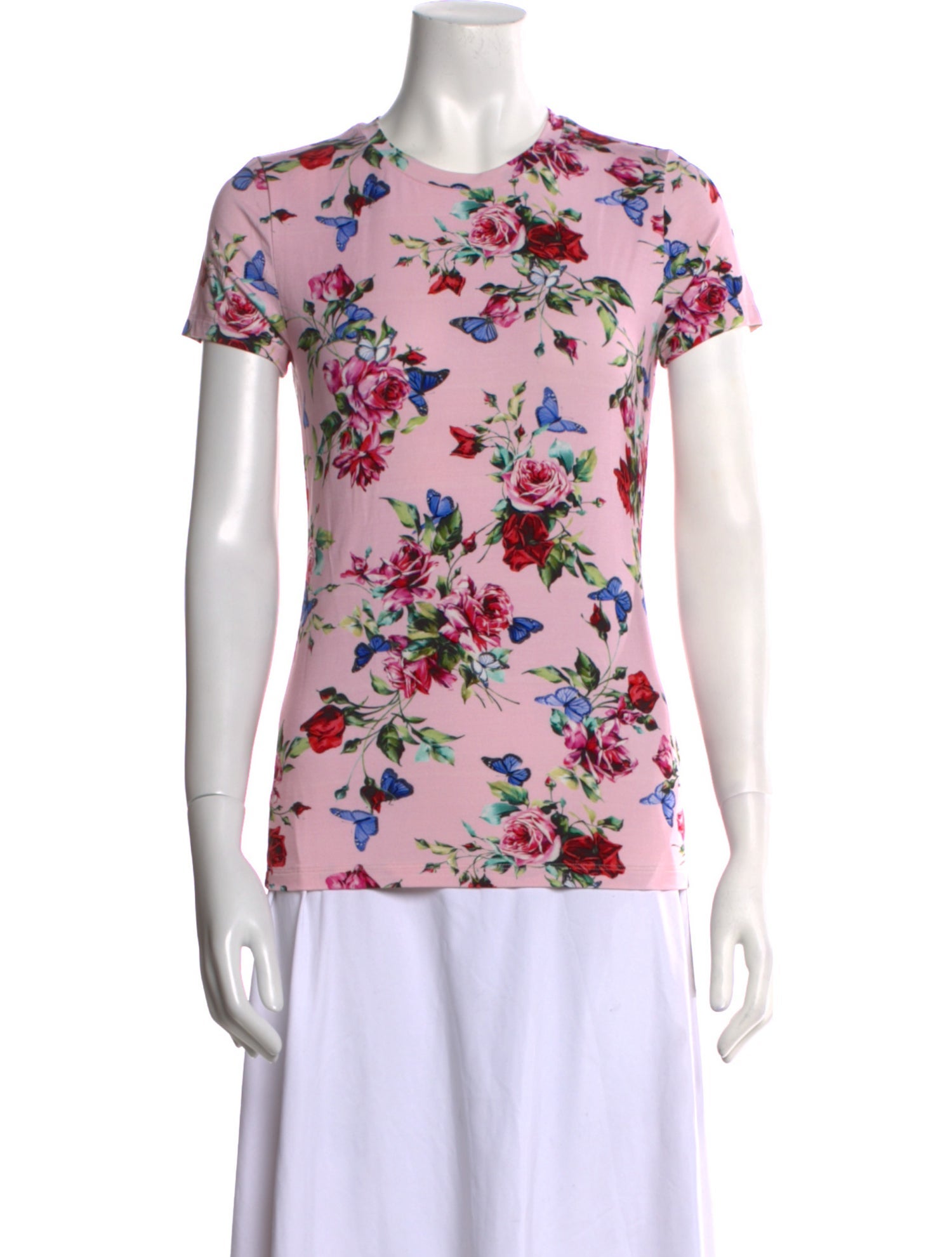 L'Agence Floral Print Crew Neck T-Shirt