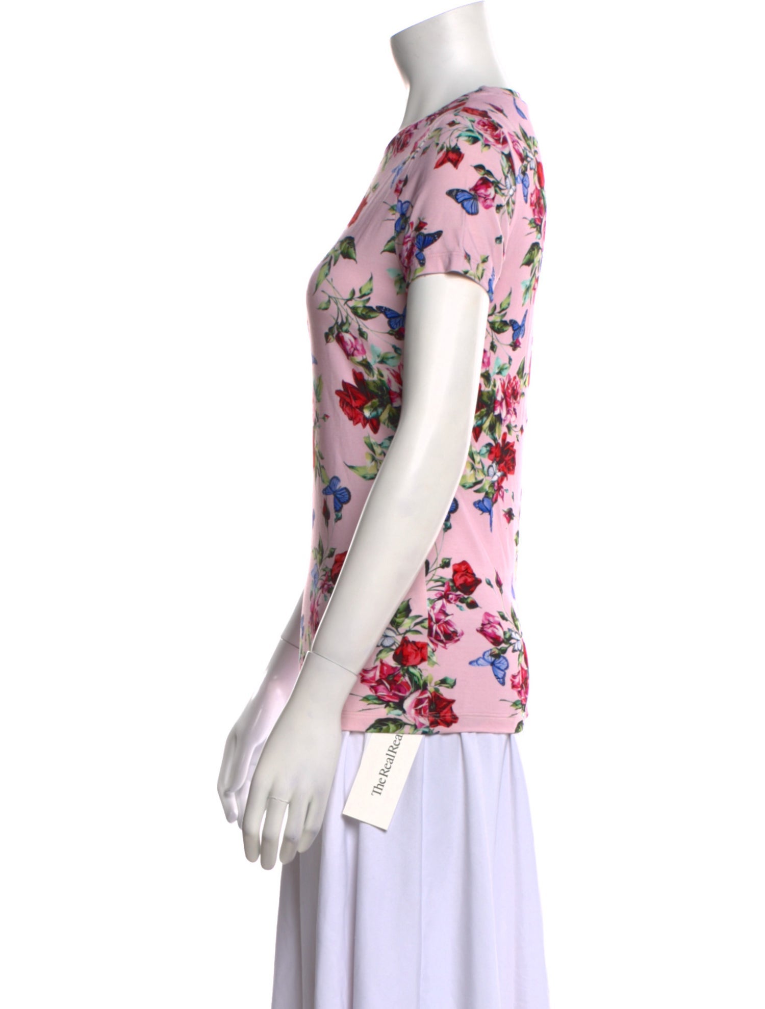 L'Agence Floral Print Crew Neck T-Shirt