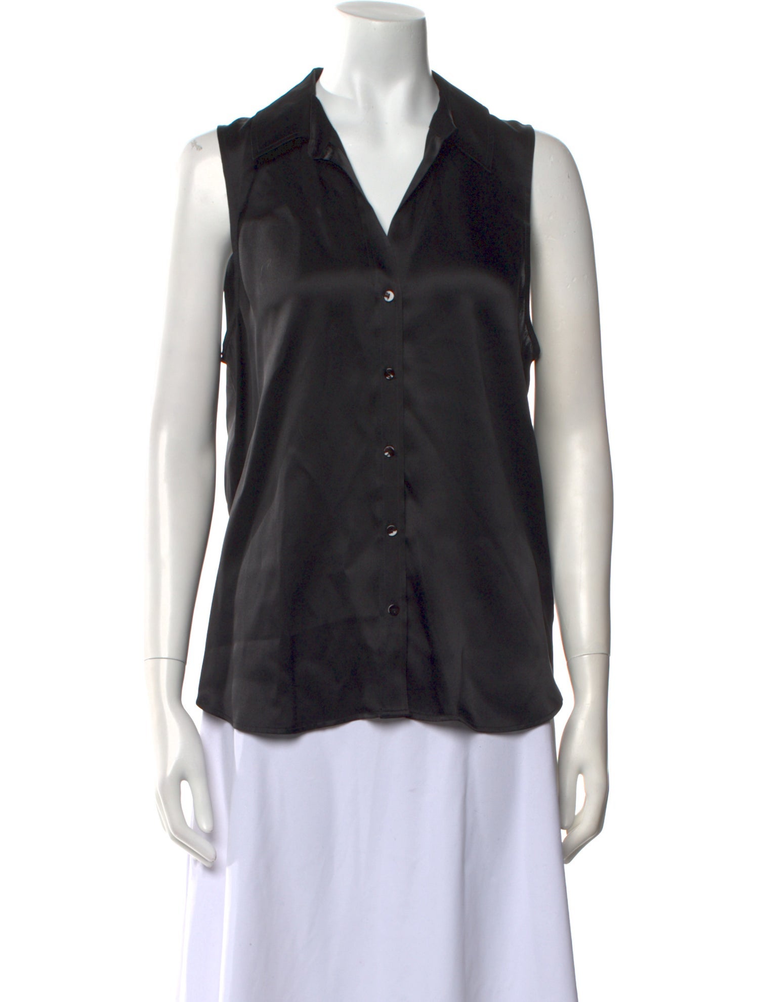 L'Agence Silk V-Neck Button-Up Top