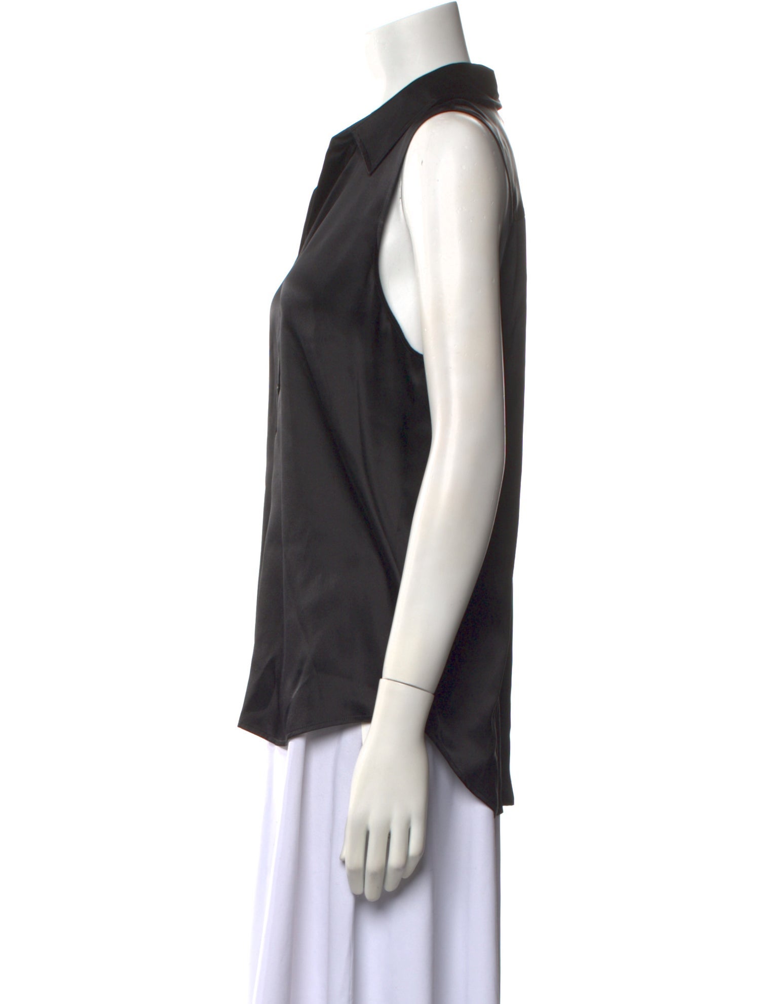 L'Agence Silk V-Neck Button-Up Top