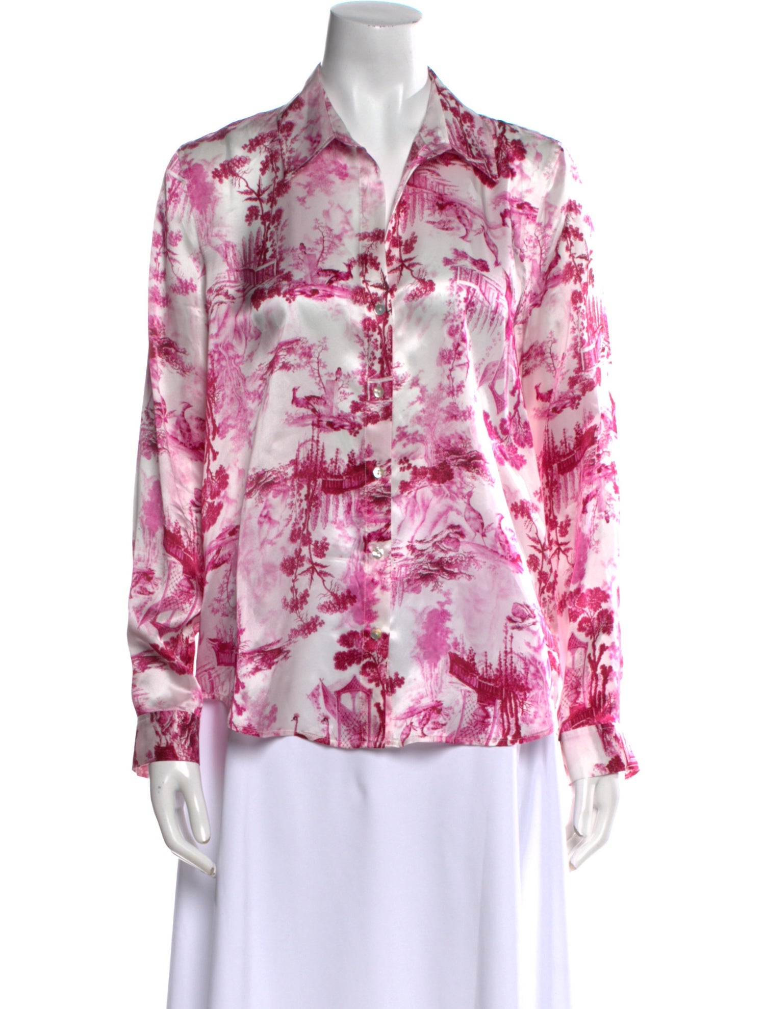L'Agence Floral Print V-Neck Blouse