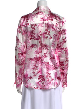 L'Agence Floral Print V-Neck Blouse