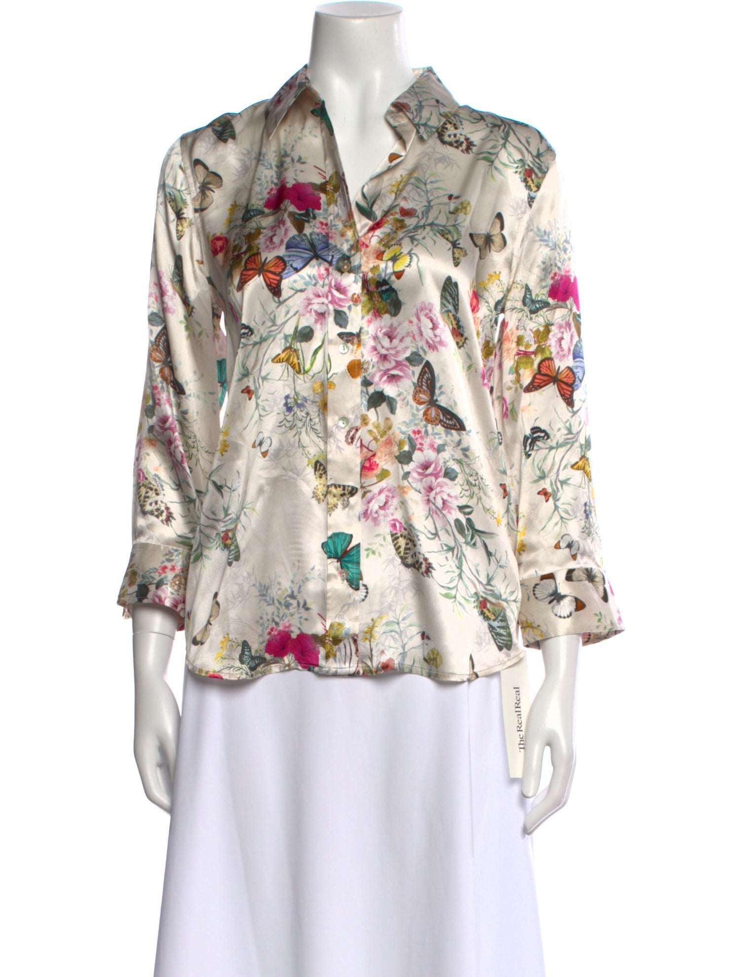 L'Agence Silk Floral Print Blouse