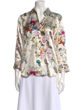 L'Agence Silk Floral Print Blouse
