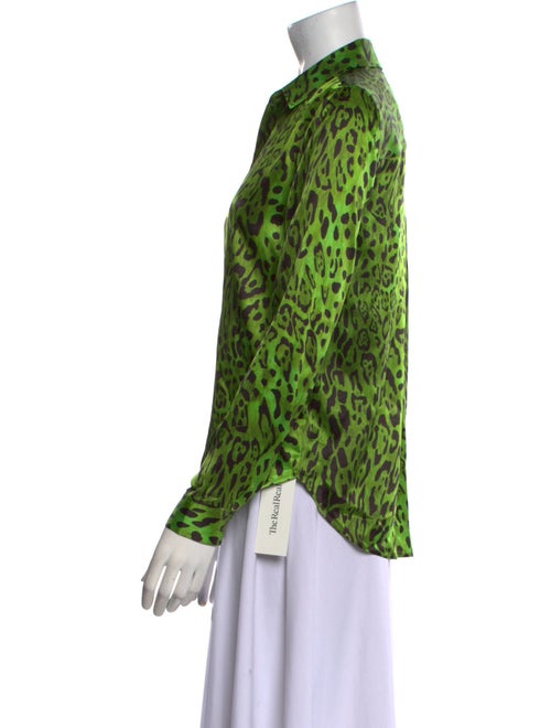 L'Agence Silk Animal Print Button-Up Top