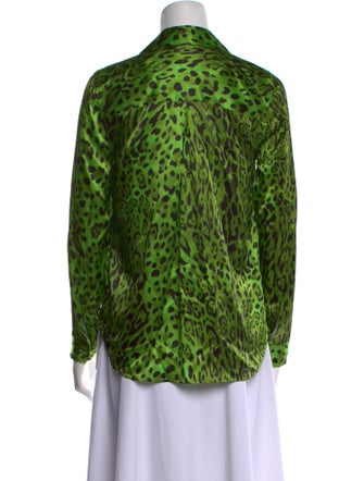 L'Agence Silk Animal Print Button-Up Top