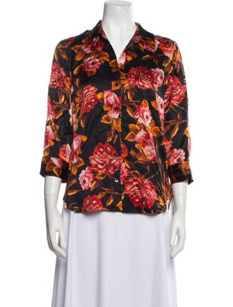 L'Agence Silk Floral Print Blouse