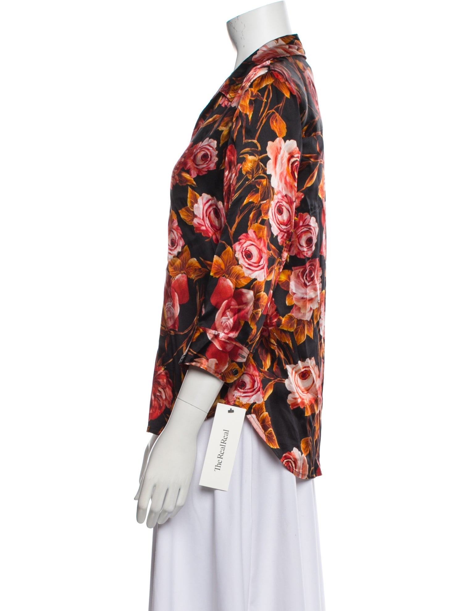 L'Agence Silk Floral Print Blouse