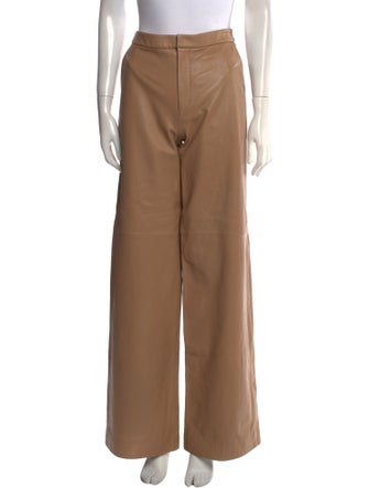 L'Agence Lamb Leather Wide Leg Pants