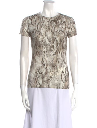 L'Agence Animal Print Crew Neck T-Shirt