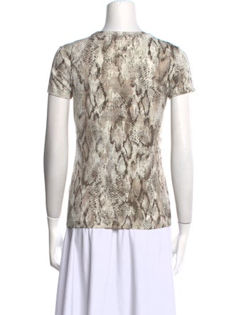 L'Agence Animal Print Crew Neck T-Shirt