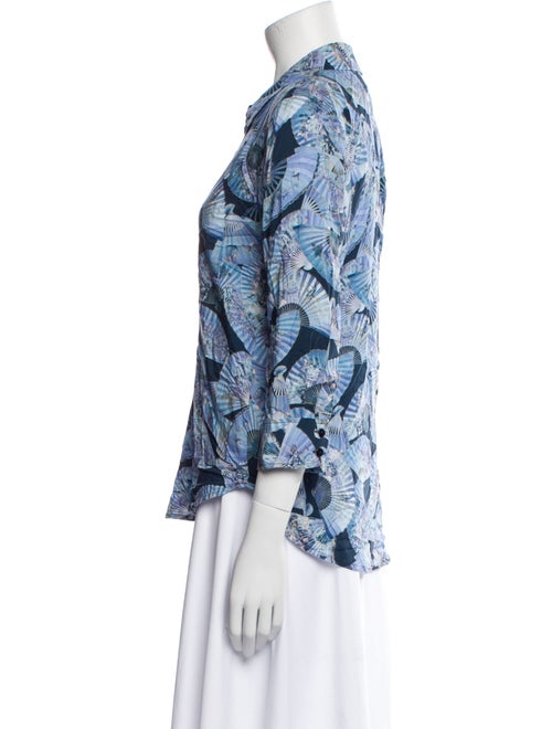 L'Agence Printed Three-Quarter Sleeve Button-Up Top